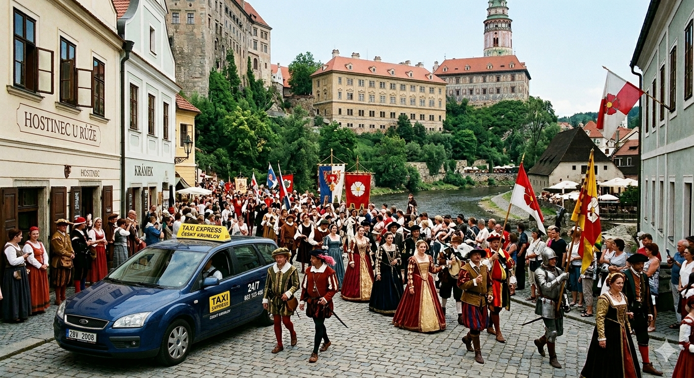 S Taxi Express do centra dění – i během historických průvodů Slavností pětilisté růže.
