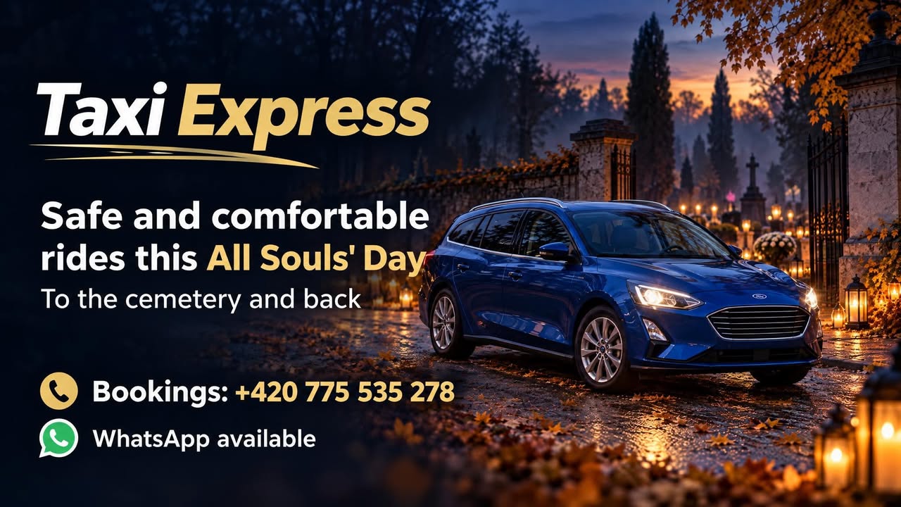 Avoid parking stress during Dušičky in Český Krumlov. Taxi Express brings you directly to the cemetery entrance comfortably. Book your ride today!